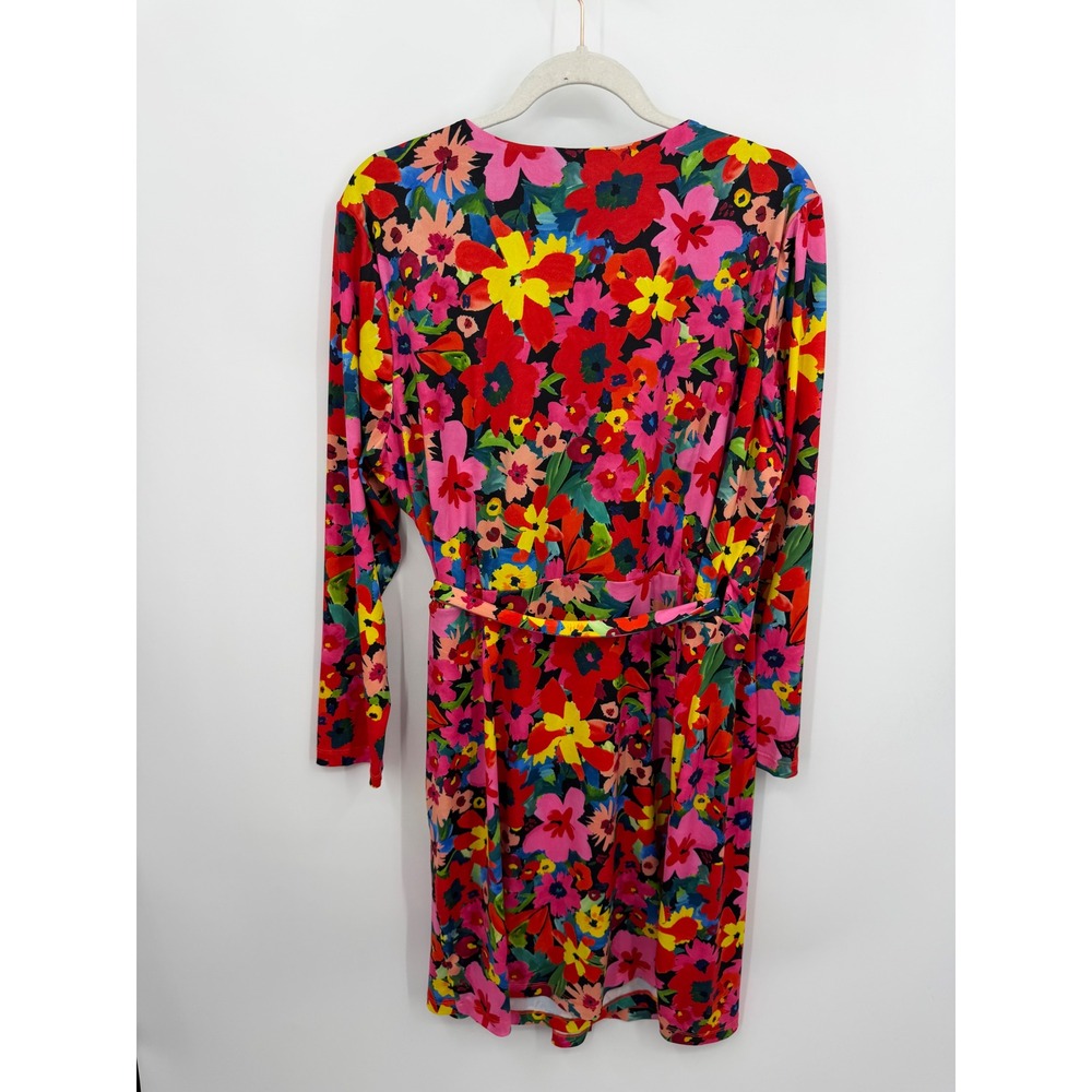Alexia Admor Floral Wrap Dress Women XL Multi Color Long Sleeve Mini V-Neck - Picture 5 of 5